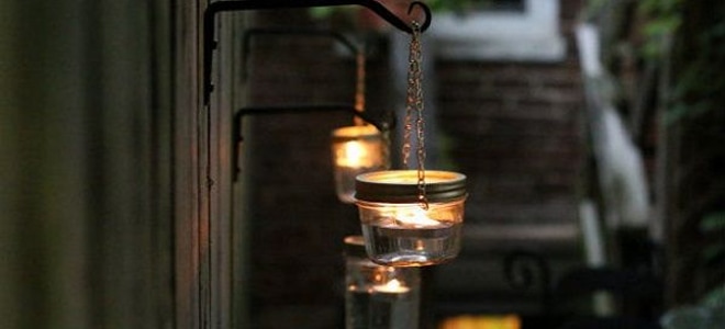 mason jar tealights for backyard