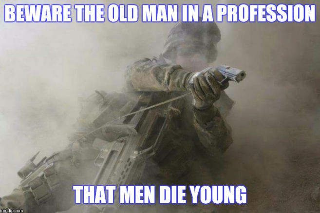 Image result for beware the old man in a game where men die young