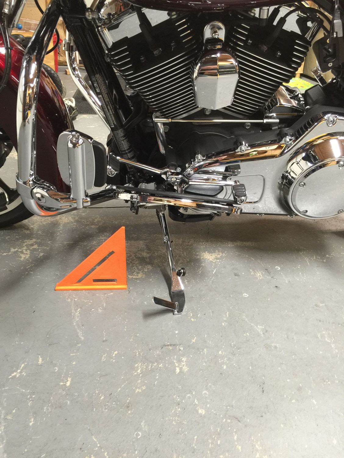 Jiffy stand angle correction + spring relocation mod Harley Davidson