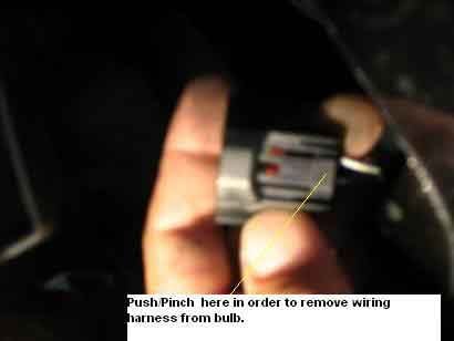 Acura TSX removing light bulb from harness