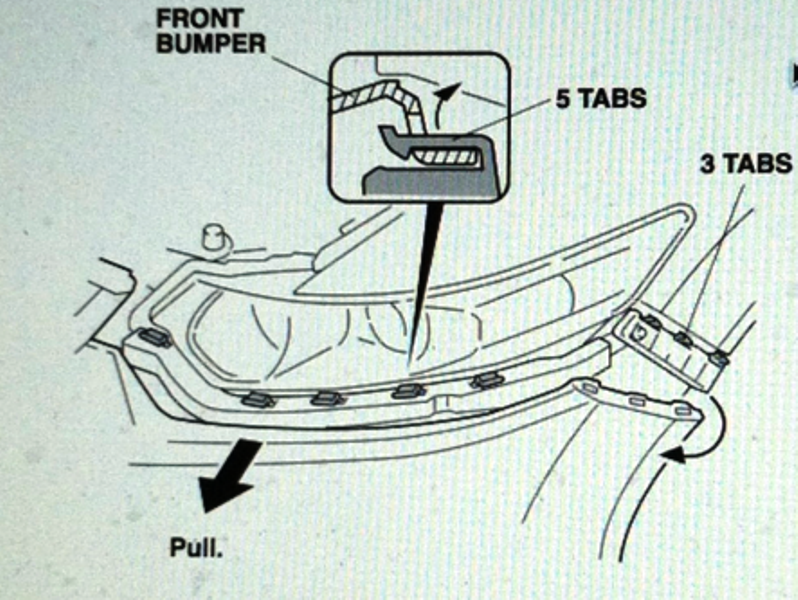 Remove eight tabs on each side of the bumper