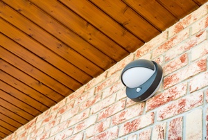 Motion sensors outside of a home.