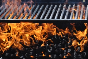 A close up of a grill.