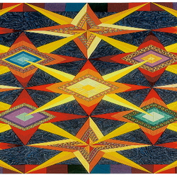 bright quilt with primary colors