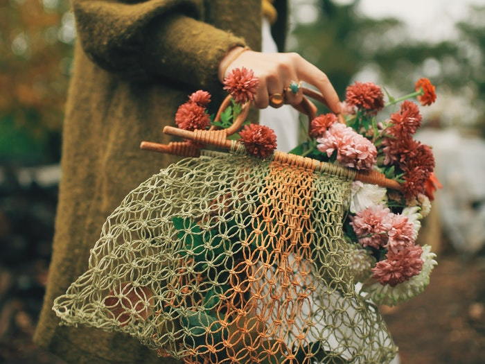 basket of chrysanthemums