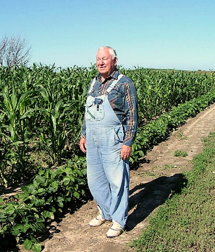 Carl 'White Eagle' Barns and his corn field