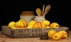 A rustic wood crate with apples. 