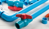 PVC pipes with valves and attachments