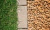 paver stones between grass and gravel