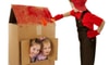 children playing with a cardboard house
