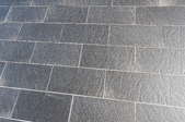 Slate floor tiles.