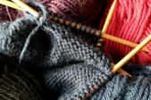 knitting yarn and needles