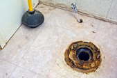 rusted wax ring below toilet