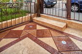 Patterned tile patio
