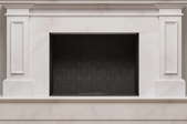 empty fireplace with classical surround