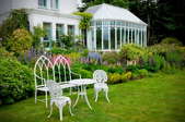 A formal Victorian garden with its own greenhouse.