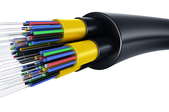 Fiber optic cables on a white background.