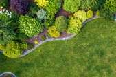 landscaped garden and lawn from above