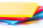 Sheets of colored plexiglass.