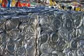 metal cans cubed for recycling