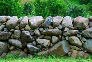 A massive stone wall.