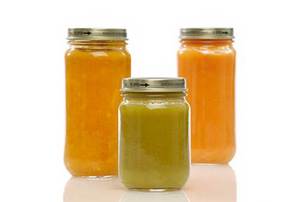 baby food jars on white