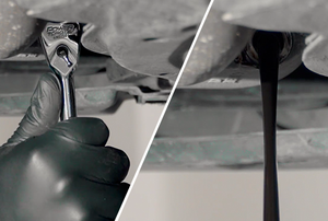 a car's oil being changed
