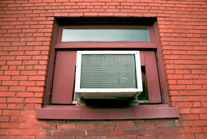 A window air conditioner.