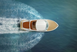 a birdseye view of a boat on the water