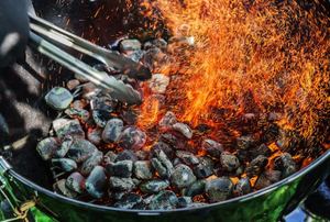 Coals with heat and sparks.
