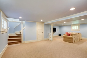Finished basement with carpet