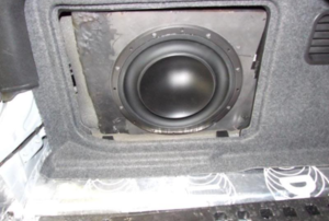 a subwoofer inside a car