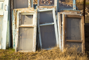 Stack of old windows