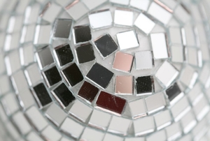 A mosaic of mirrored tiles.