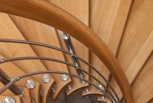 Wooden spiral stairs.