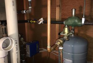 A water boiler in a basement