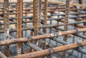Rebar in a grid formation.