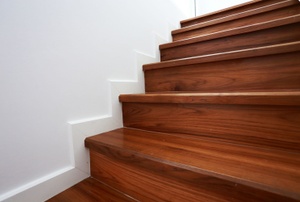Wood stair treads.