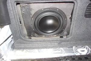 A subwoofer in a box.