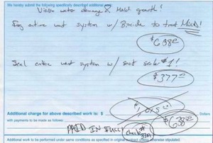 A duct cleaning invoice