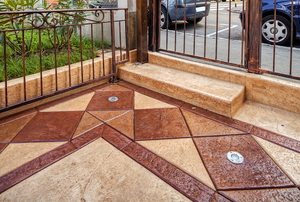 Patterned tile patio