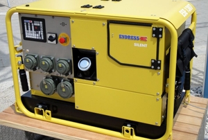 A yellow portable power generator.