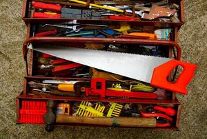 An overflowing toolbox.