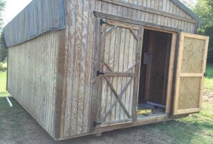 Shed with plywood siding