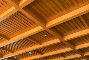 wood ceiling with furring strips