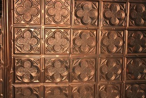 Faux tin ceiling.