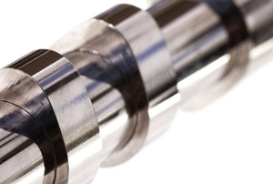 clean camshaft on white background