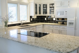 Granite countertop in neutral colored kitchen
