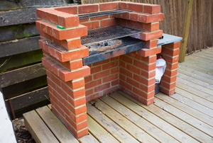 brick barbecue being built