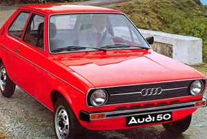 A red car on the road.